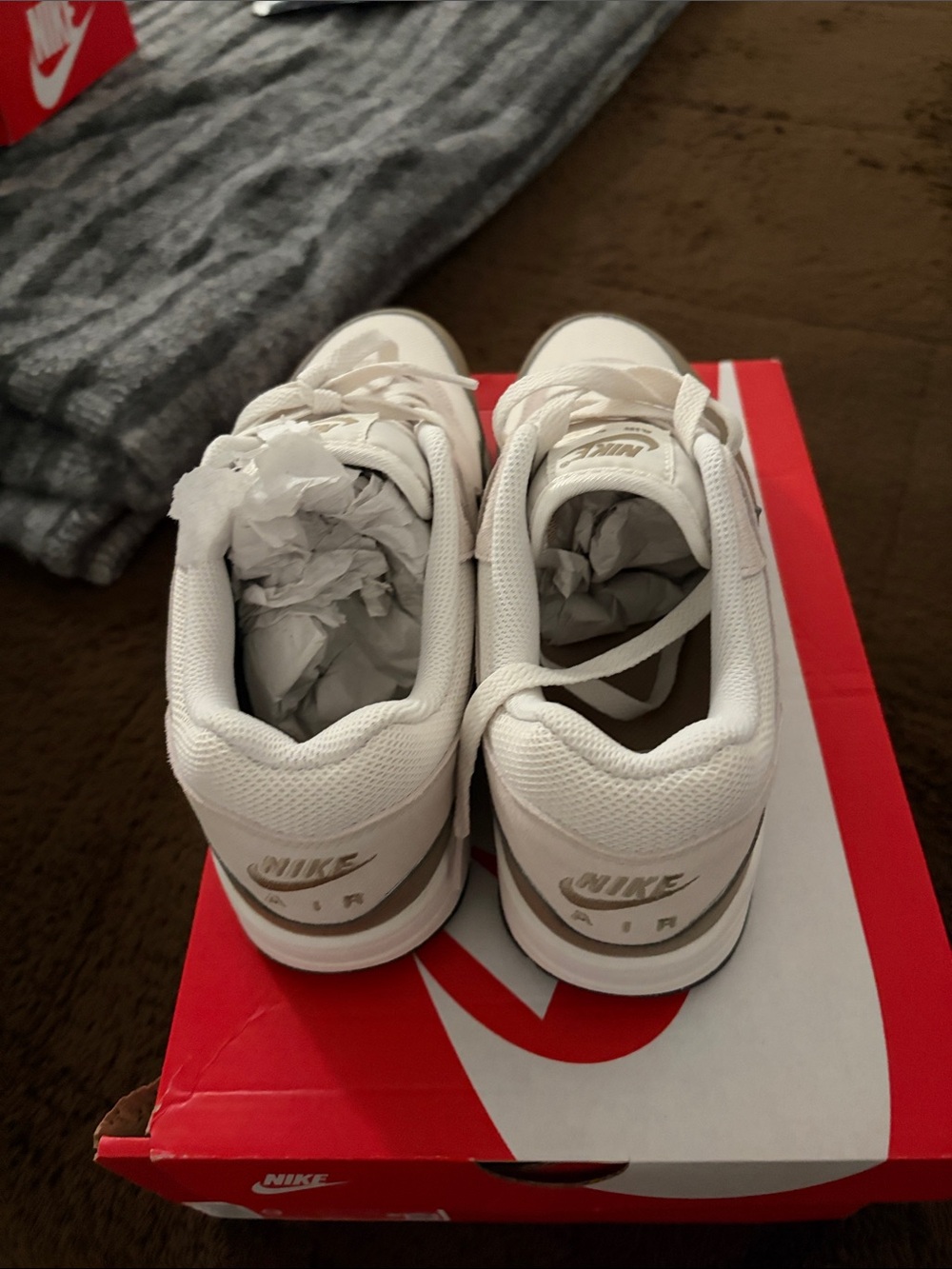 Nike White and Taupe Nike Air Max I ESS Sneakers - Picture 3 of 5